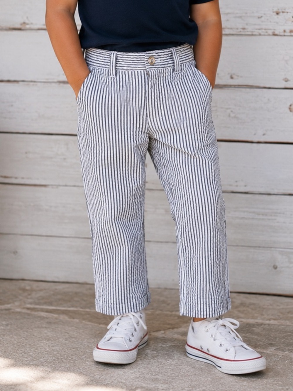 Crazy 8 Navy Short-Sleeve Polo with White Sneakers